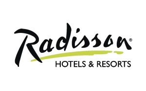 Radisson Hotels & Resorts black logo with green stripe
